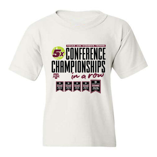 Texas A&M - NCAA Women's Tennis : Avery Esquivel - 5x Conference Champions Youth T-Shirt-0