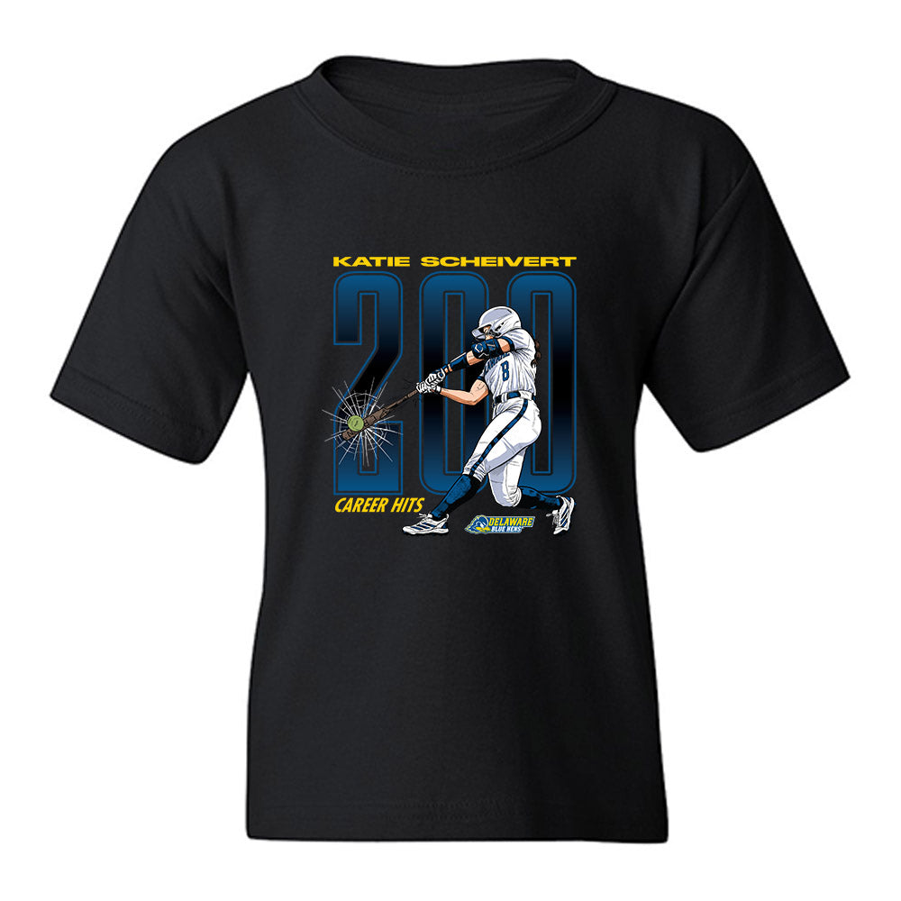 Delaware - NCAA Softball : Katie Scheivert - 200 Career Hits Collage Youth T-Shirt-0