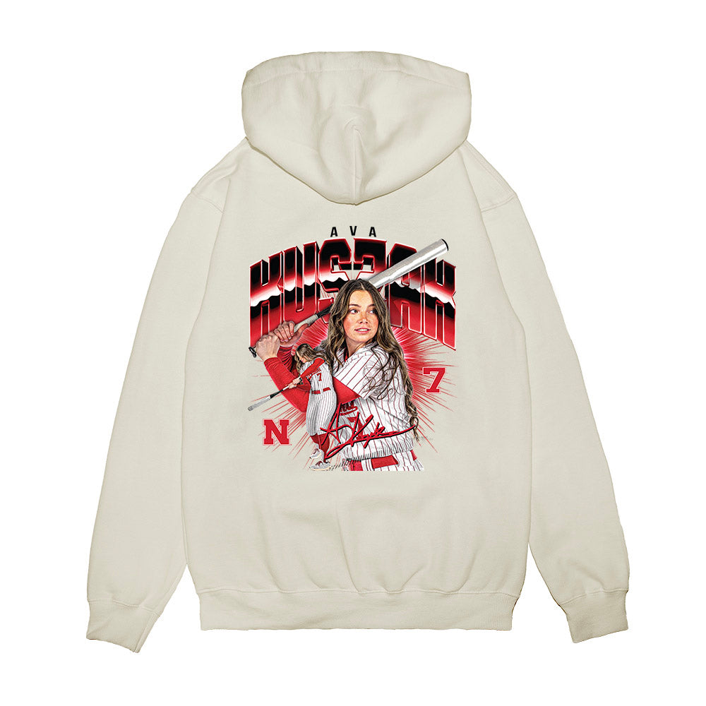 Nebraska - NCAA Softball : Ava Kuszak - Collage Premium Hooded Sweatshirt-1