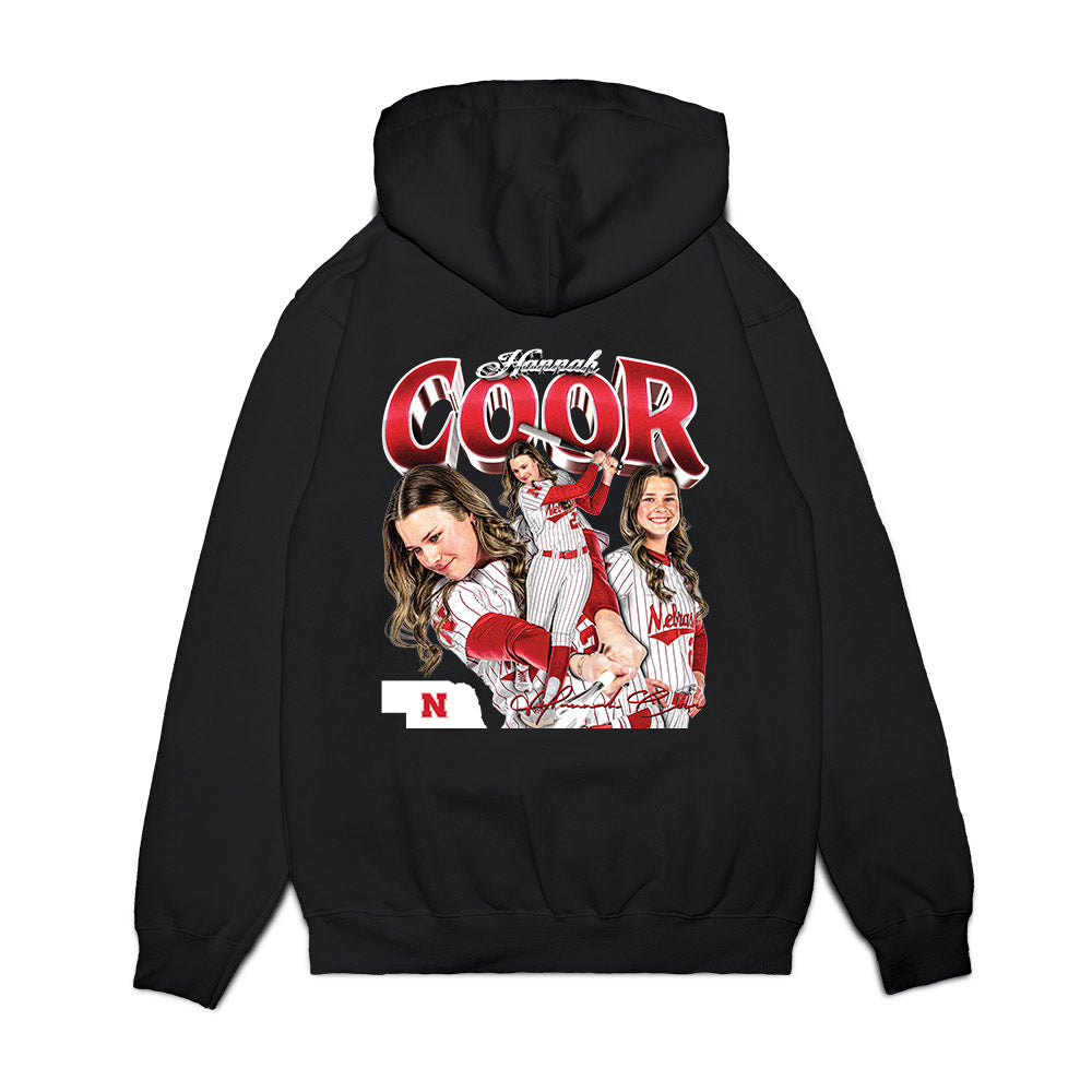 Nebraska - NCAA Softball : Hannah Coor - Collage Premium Hooded Sweatshirt-1