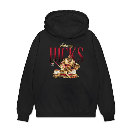 DU - NCAA Men's Ice Hockey : Johnny Hicks - Caricature Premium Hooded Sweatshirt-0