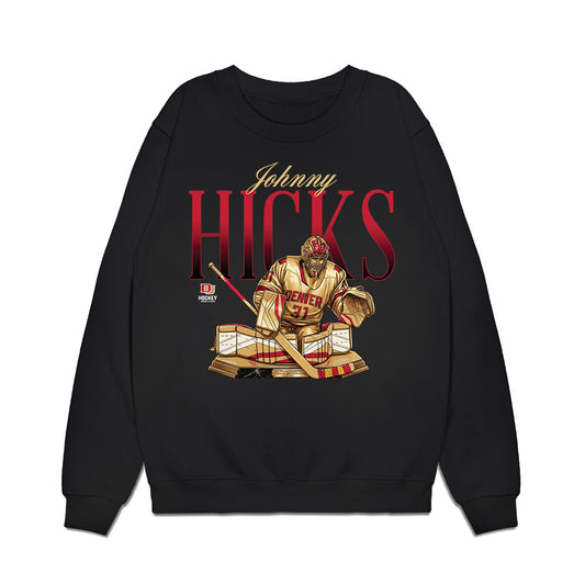 DU - NCAA Men's Ice Hockey : Johnny Hicks - Caricature Premium Crewneck Sweatshirt-0