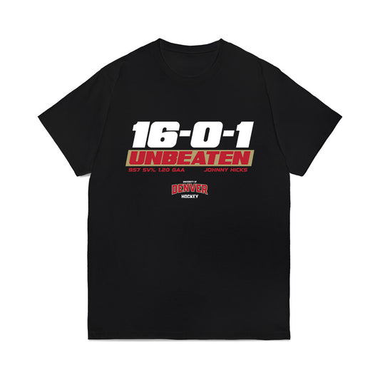 DU - NCAA Men's Ice Hockey : Johnny Hicks - Unbeaten Comfort Colors T-Shirt-0