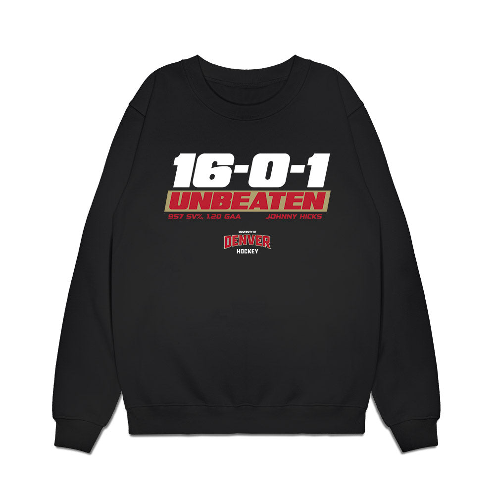 DU - NCAA Men's Ice Hockey : Johnny Hicks - Unbeaten Premium Crewneck Sweatshirt-0