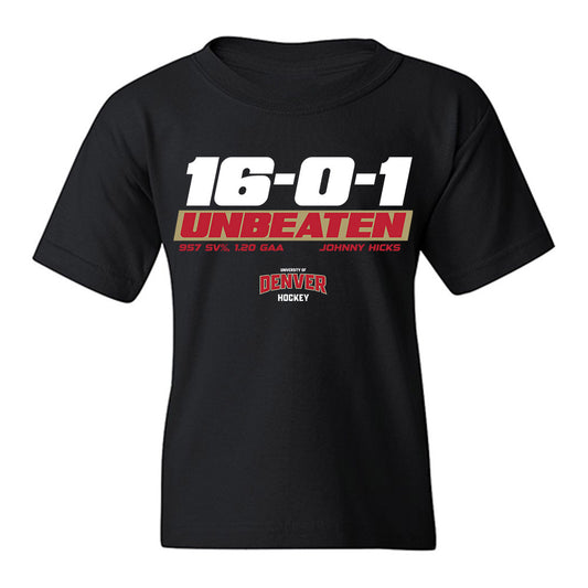 DU - NCAA Men's Ice Hockey : Johnny Hicks - Unbeaten Youth T-Shirt-0