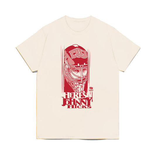 DU - NCAA Men's Ice Hockey : Johnny Hicks - Caricature Comfort Colors T-Shirt-0