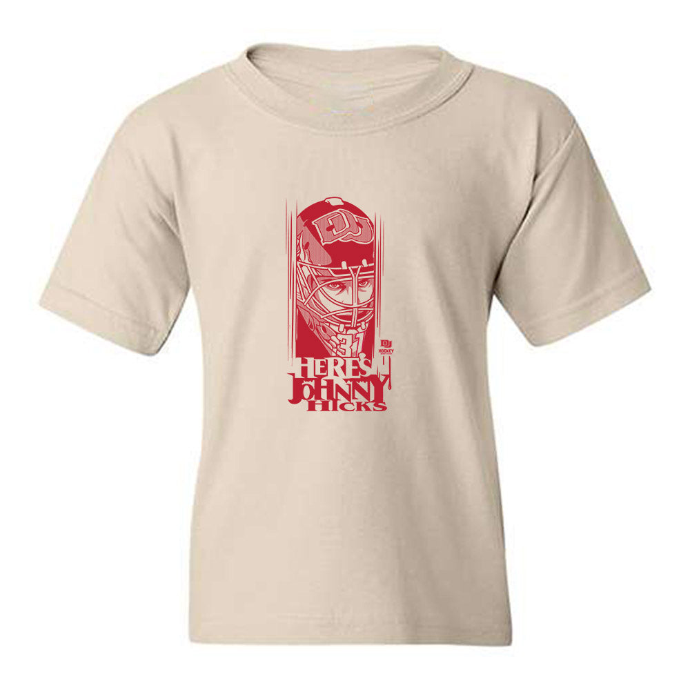DU - NCAA Men's Ice Hockey : Johnny Hicks - Caricature Youth T-Shirt-0