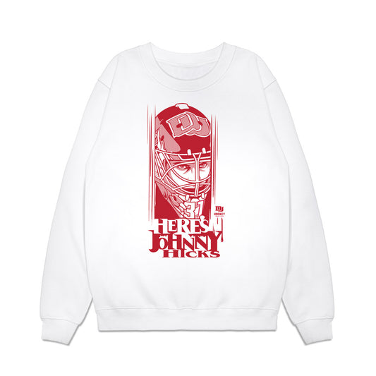 DU - NCAA Men's Ice Hockey : Johnny Hicks - Caricature Premium Crewneck Sweatshirt-0