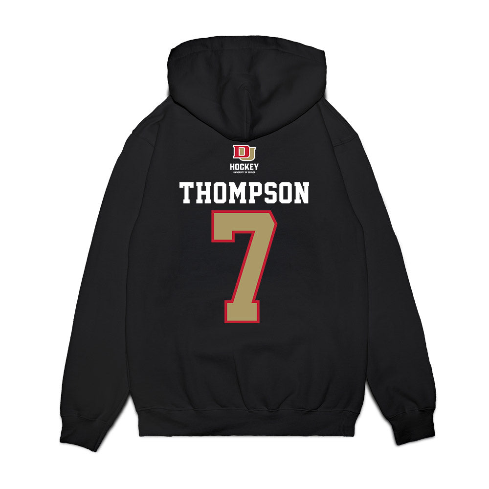 DU - NCAA Men's Ice Hockey : Aidan Thompson - NCAA® 2026 National Champions Premium Hooded Sweatshirt-1
