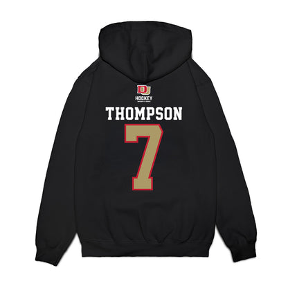 DU - NCAA Men's Ice Hockey : Aidan Thompson - NCAA® 2026 National Champions Premium Hooded Sweatshirt-1
