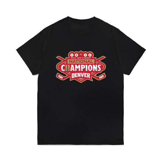 DU - NCAA Men's Ice Hockey : Quentin Miller - NCAA® 2026 National Champions Comfort Colors T-Shirt-0