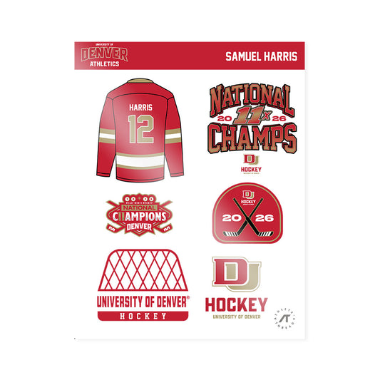 DU - NCAA Men's Ice Hockey : Samuel Harris - NCAA® 2026 National Champions Sticker Sheet-0
