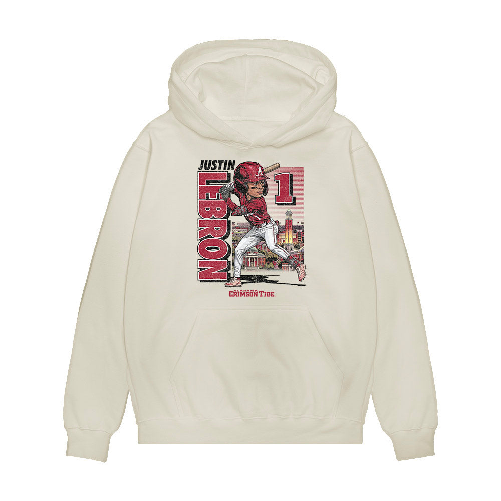 Alabama - NCAA Baseball : Justin Lebron - Caricature Premium Hooded Sweatshirt-0