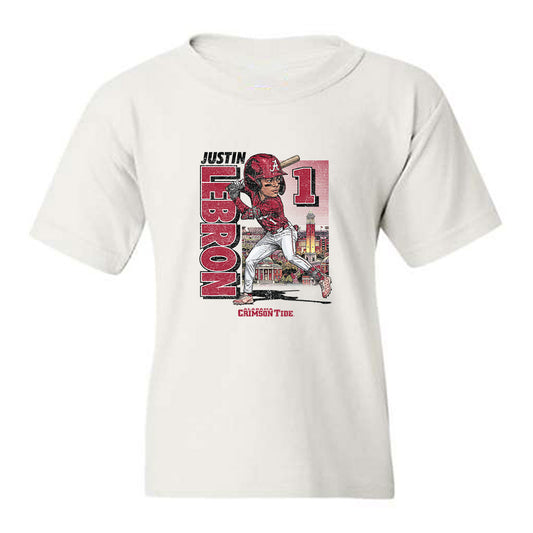 Alabama - NCAA Baseball : Justin Lebron - Caricature Youth T-Shirt-0
