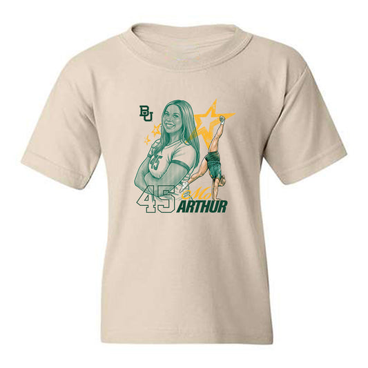 Baylor - NCAA Acrobatics & Tumbling : Mo Arthur - Caricature Youth T-Shirt-0