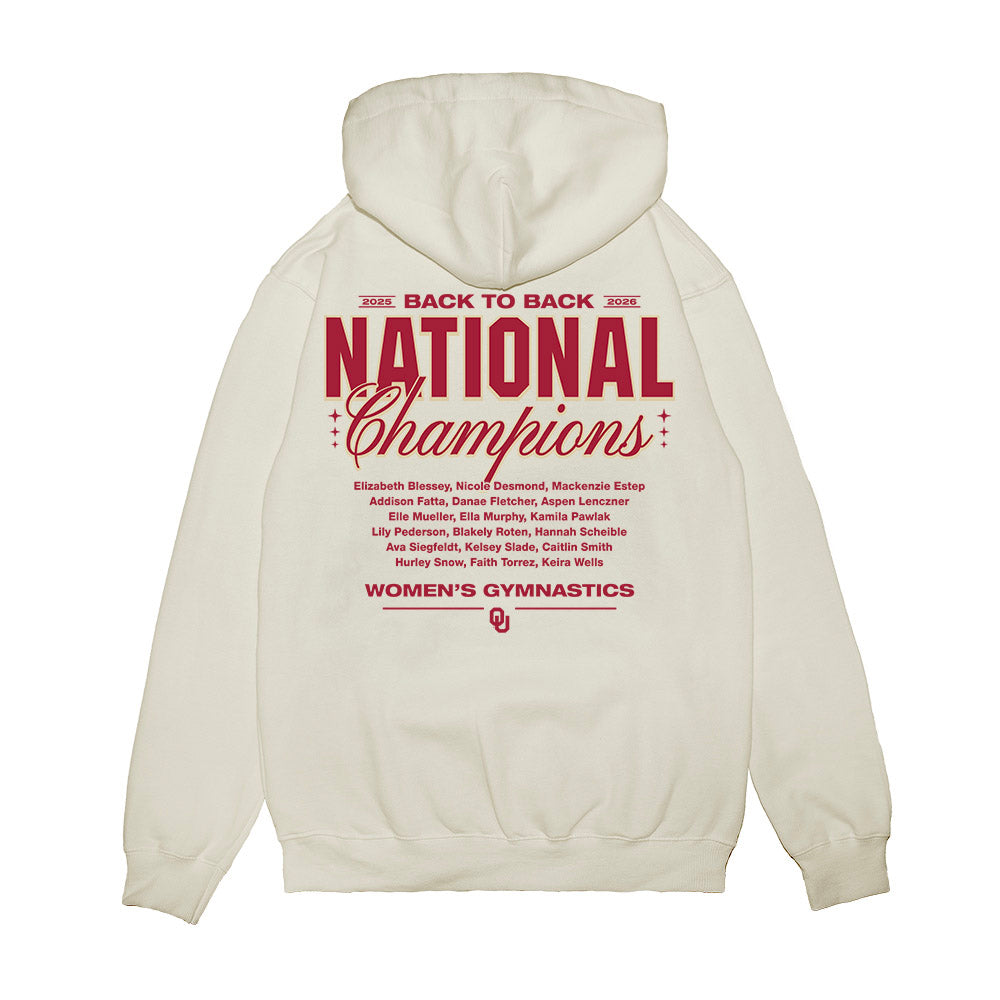Oklahoma - NCAA Women's Gymnastics : National Championship Roster Premium Hooded Sweatshirt-1