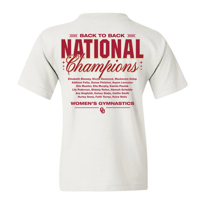 Oklahoma - NCAA Women's Gymnastics : National Championship Roster Youth T-Shirt-1