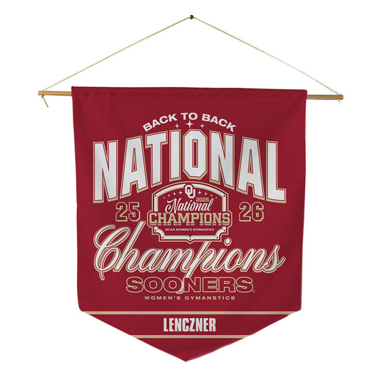 Oklahoma - NCAA Women's Gymnastics : Aspen Lenczner - National Champions Pennant - 18" x 21"-0