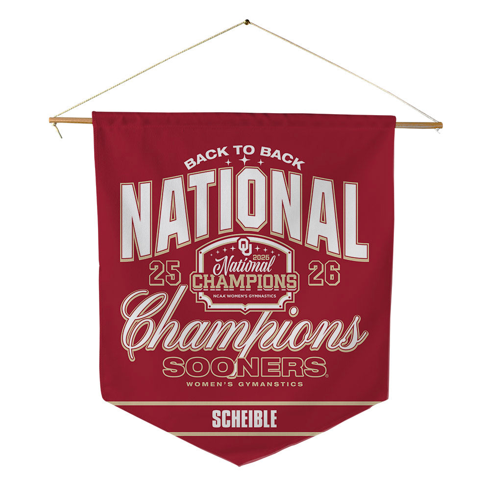 Oklahoma - NCAA Women's Gymnastics : Hannah Scheible - National Champions Pennant - 18" x 21"-0