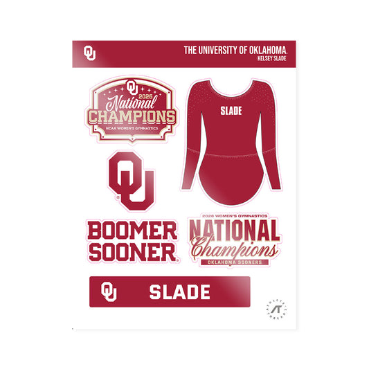 Oklahoma - NCAA Women's Gymnastics : Kelsey Slade - National Champions Sticker Sheet-0