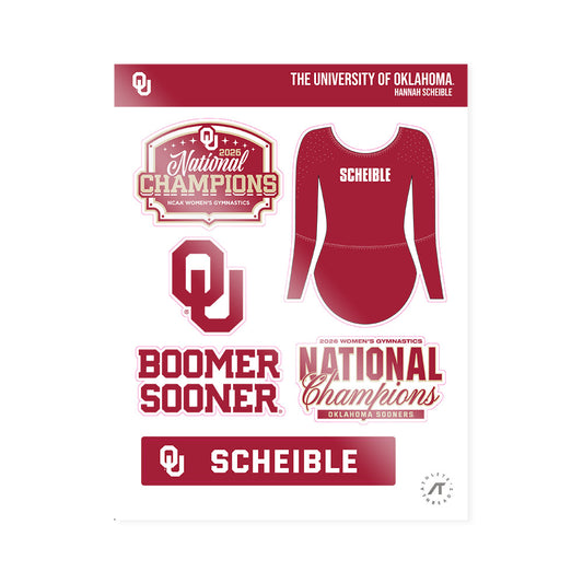 Oklahoma - NCAA Women's Gymnastics : Hannah Scheible - National Champions Sticker Sheet-0