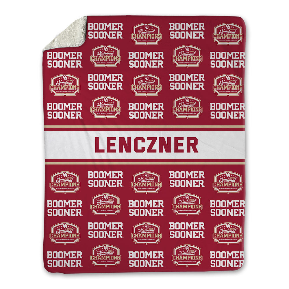 Oklahoma - NCAA Women's Gymnastics : Aspen Lenczner - National Champions Blanket-0