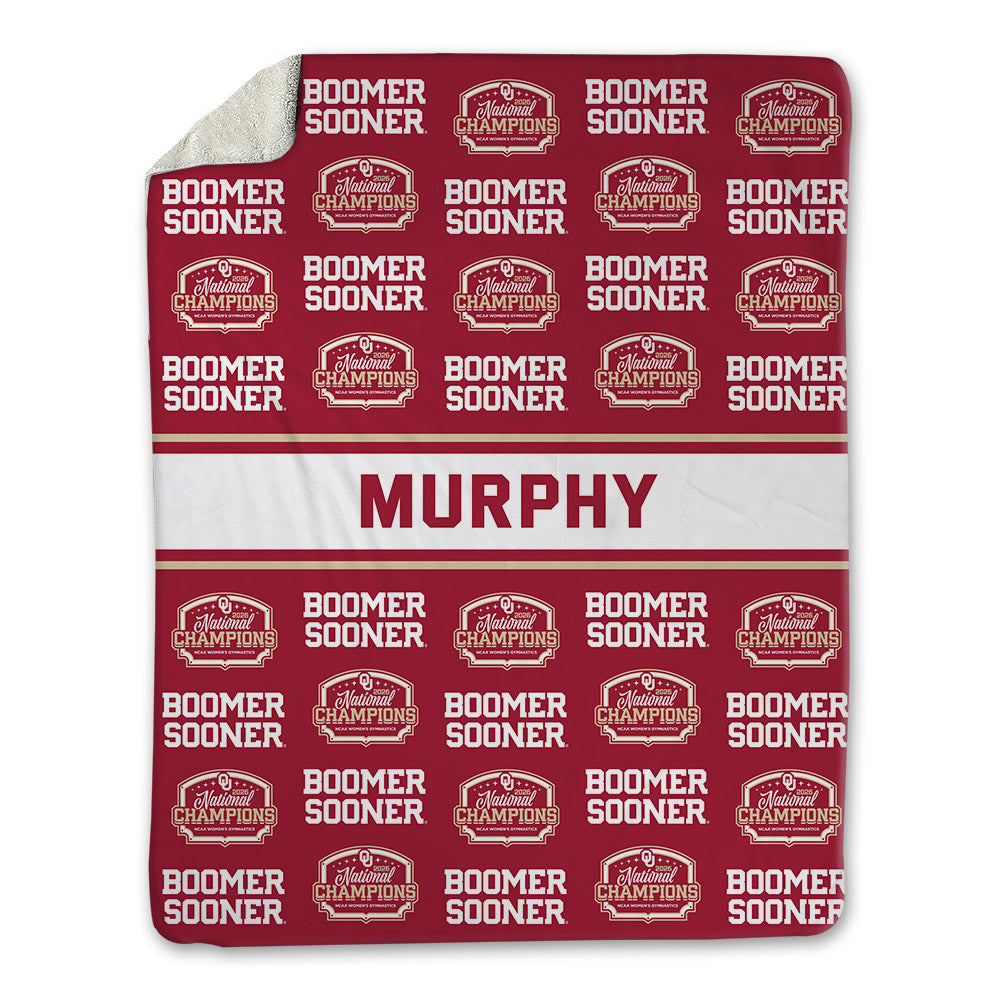 Oklahoma - NCAA Women's Gymnastics : Ella Murphy - National Champions Blanket-0