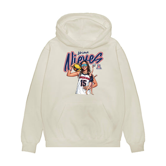 Arizona - NCAA Beach Volleyball : Adriana Nieves Papaleo - Caricature Premium Hooded Sweatshirt-0