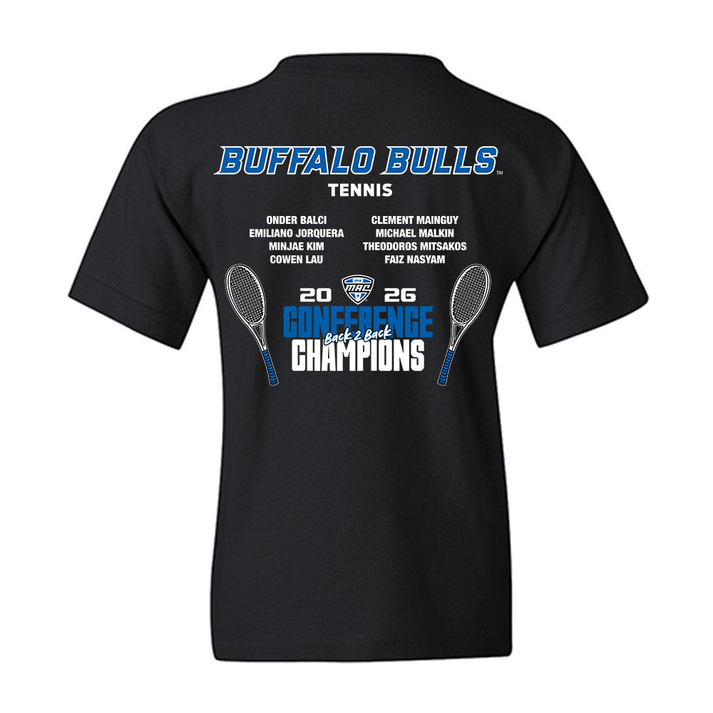 Buffalo - NCAA Men's Tennis : Conference Champs Roster List Youth T-Shirt-1