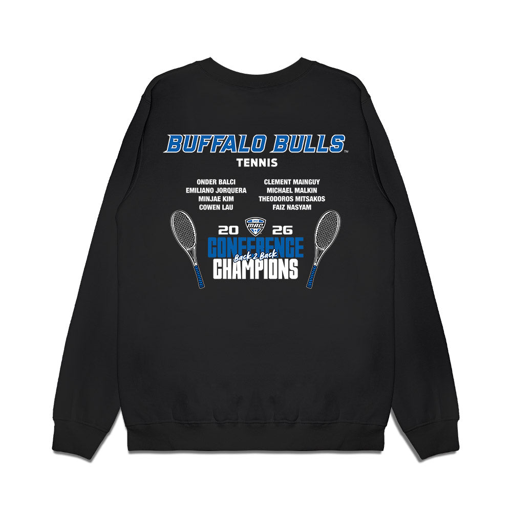 Buffalo - NCAA Men's Tennis : Conference Champs Roster List Premium Crewneck Sweatshirt-1