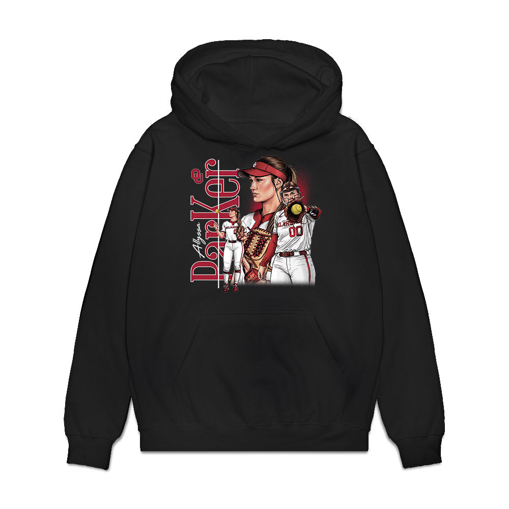 Oklahoma - NCAA Softball : Allyssa Parker - Career High 7 Strikeouts Premium Hooded Sweatshirt-0