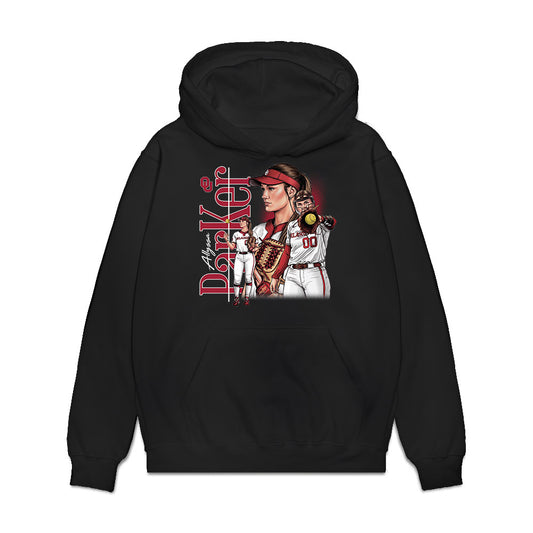 Oklahoma - NCAA Softball : Allyssa Parker - Career High 7 Strikeouts Premium Hooded Sweatshirt-0