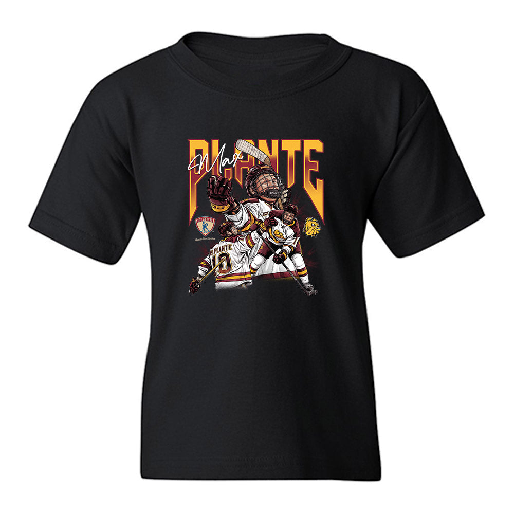 UMN Duluth - NCAA Men's Ice Hockey : Max Plante - Caricature Youth T-Shirt-0