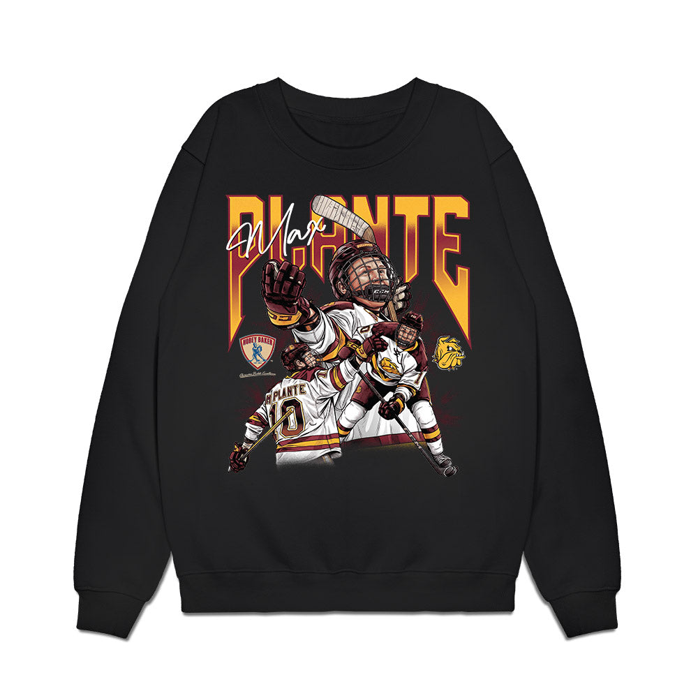 UMN Duluth - NCAA Men's Ice Hockey : Max Plante - Caricature Premium Crewneck Sweatshirt-0
