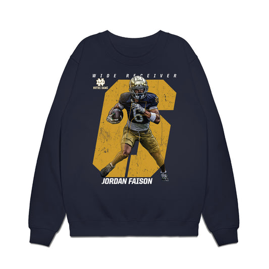 Notre Dame - NCAA Football : Jordan Faison - Collage Premium Crewneck Sweatshirt-0