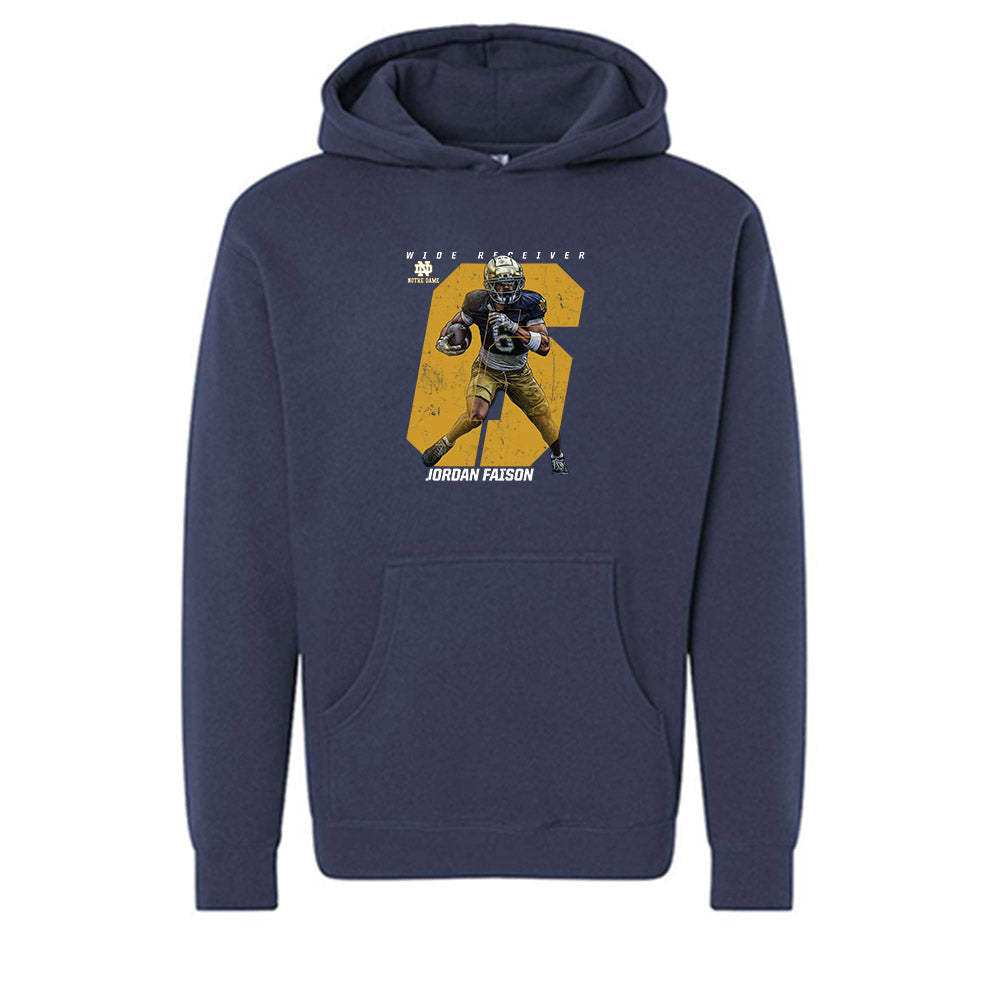 Notre Dame - NCAA Football : Jordan Faison - Collage Hooded Pullover Sweatshirt-0