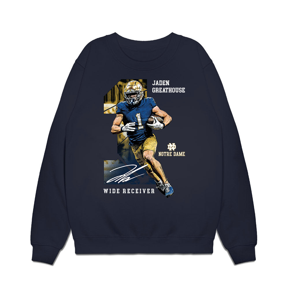 Notre Dame - NCAA Football : Jaden Greathouse - Collage Premium Crewneck Sweatshirt-0