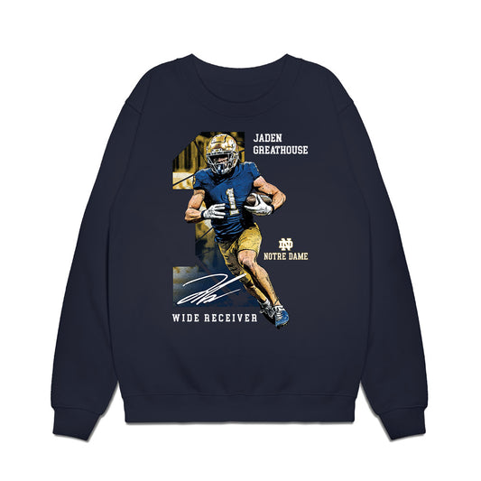 Notre Dame - NCAA Football : Jaden Greathouse - Collage Premium Crewneck Sweatshirt-0