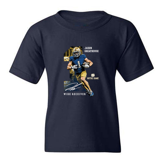 Notre Dame - NCAA Football : Jaden Greathouse - Collage Youth T-Shirt-0
