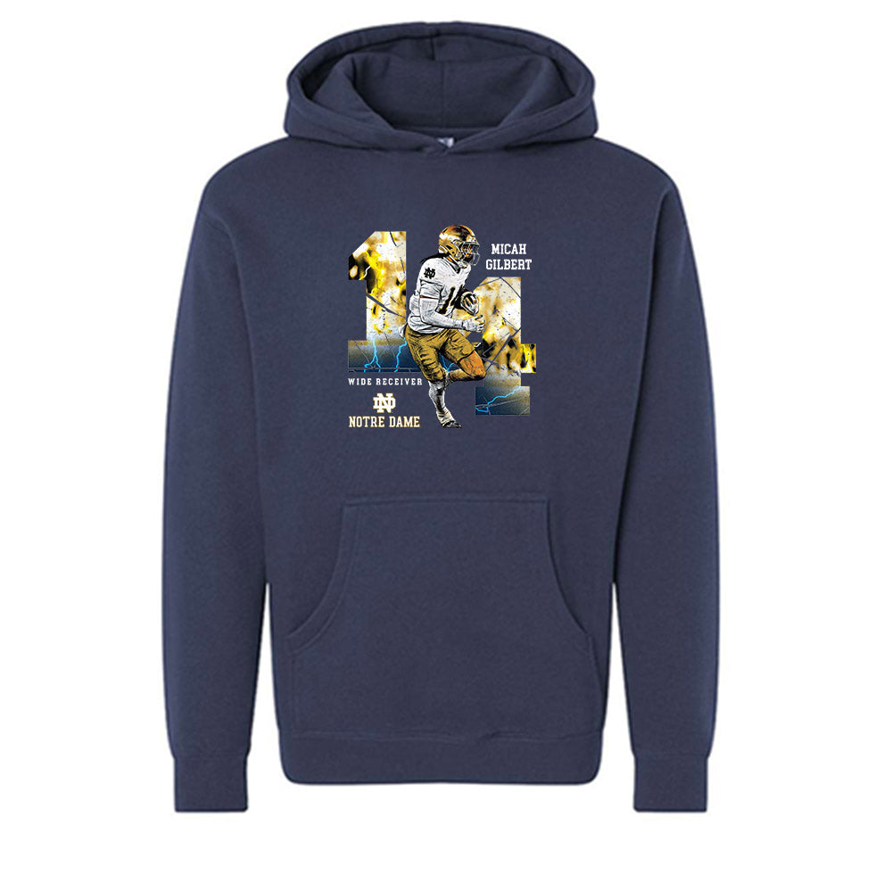 Notre Dame - NCAA Football : Micah Gilbert - Collage Hooded Pullover Sweatshirt-0