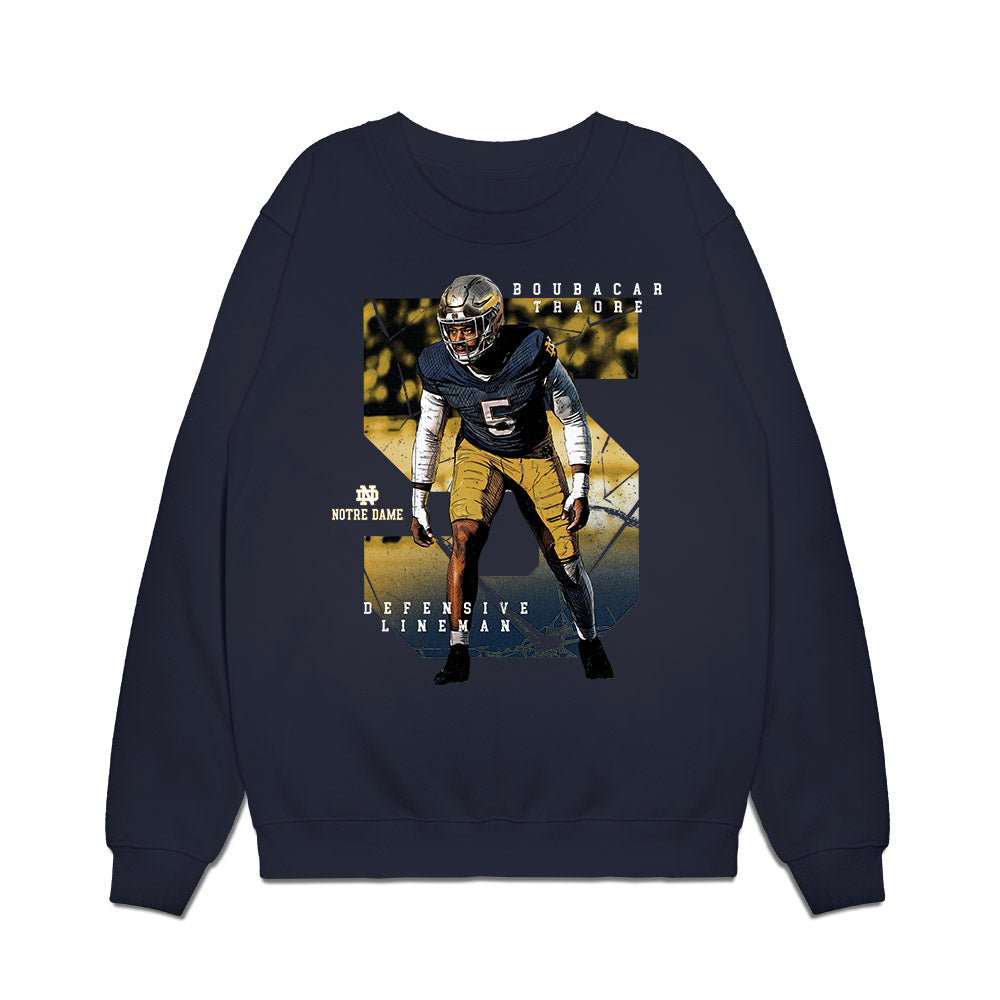 Notre Dame - NCAA Football : Boubacar Traore - Collage Premium Crewneck Sweatshirt-0