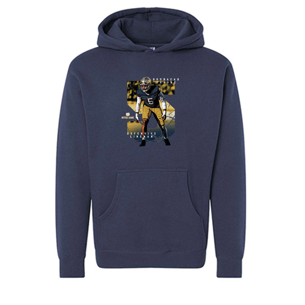 Notre Dame - NCAA Football : Boubacar Traore - Collage Hooded Pullover Sweatshirt-0