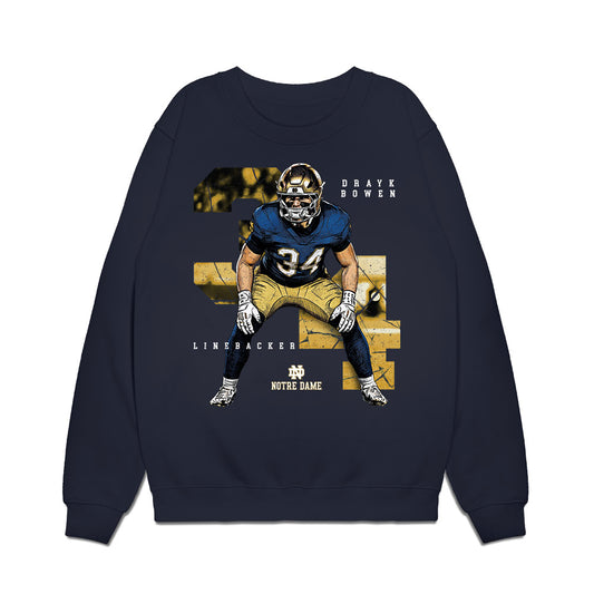Notre Dame - NCAA Football : Drayk Bowen - Collage Premium Crewneck Sweatshirt-0