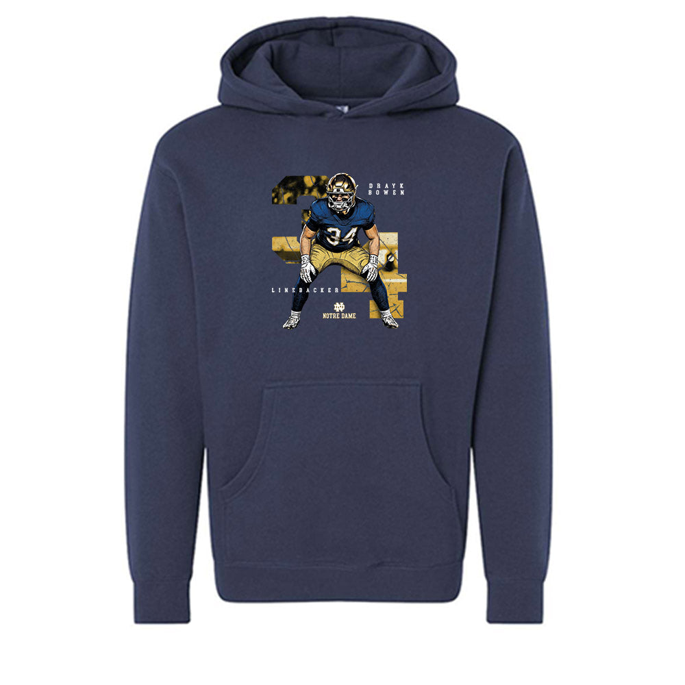 Notre Dame - NCAA Football : Drayk Bowen - Collage Hooded Pullover Sweatshirt-0
