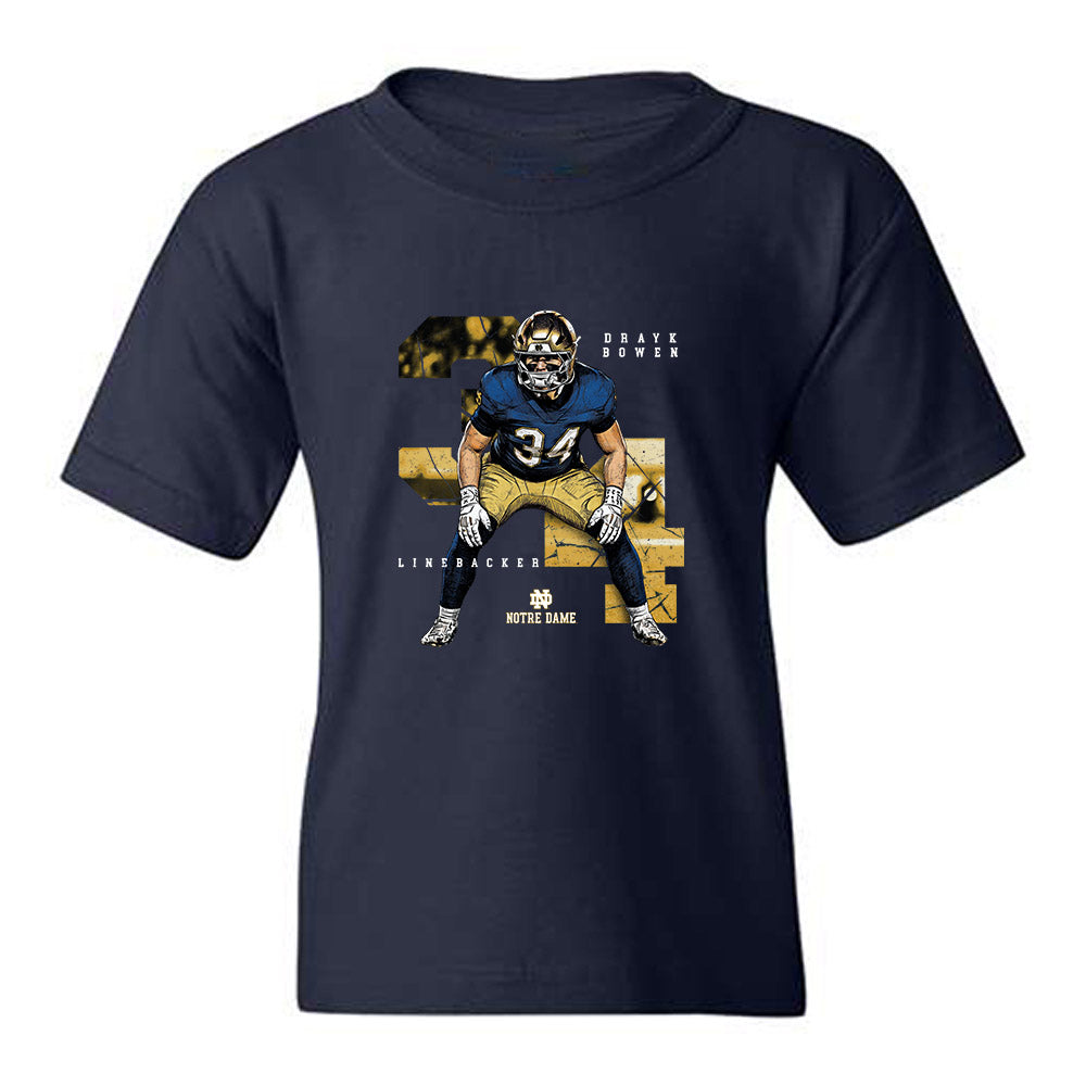Notre Dame - NCAA Football : Drayk Bowen - Collage Youth T-Shirt-0