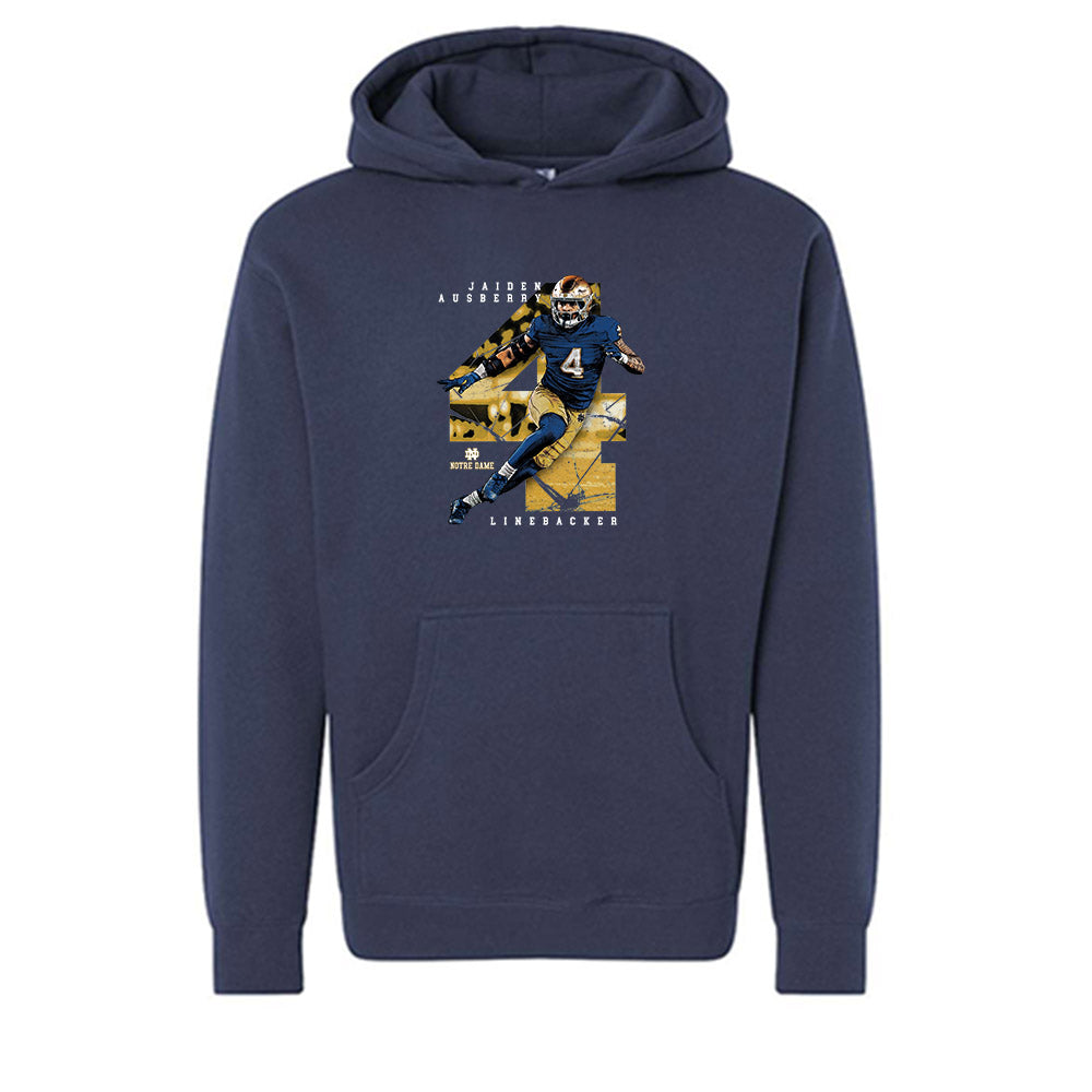 Notre Dame - NCAA Football : Jaiden Ausberry - Collage Hooded Pullover Sweatshirt-0