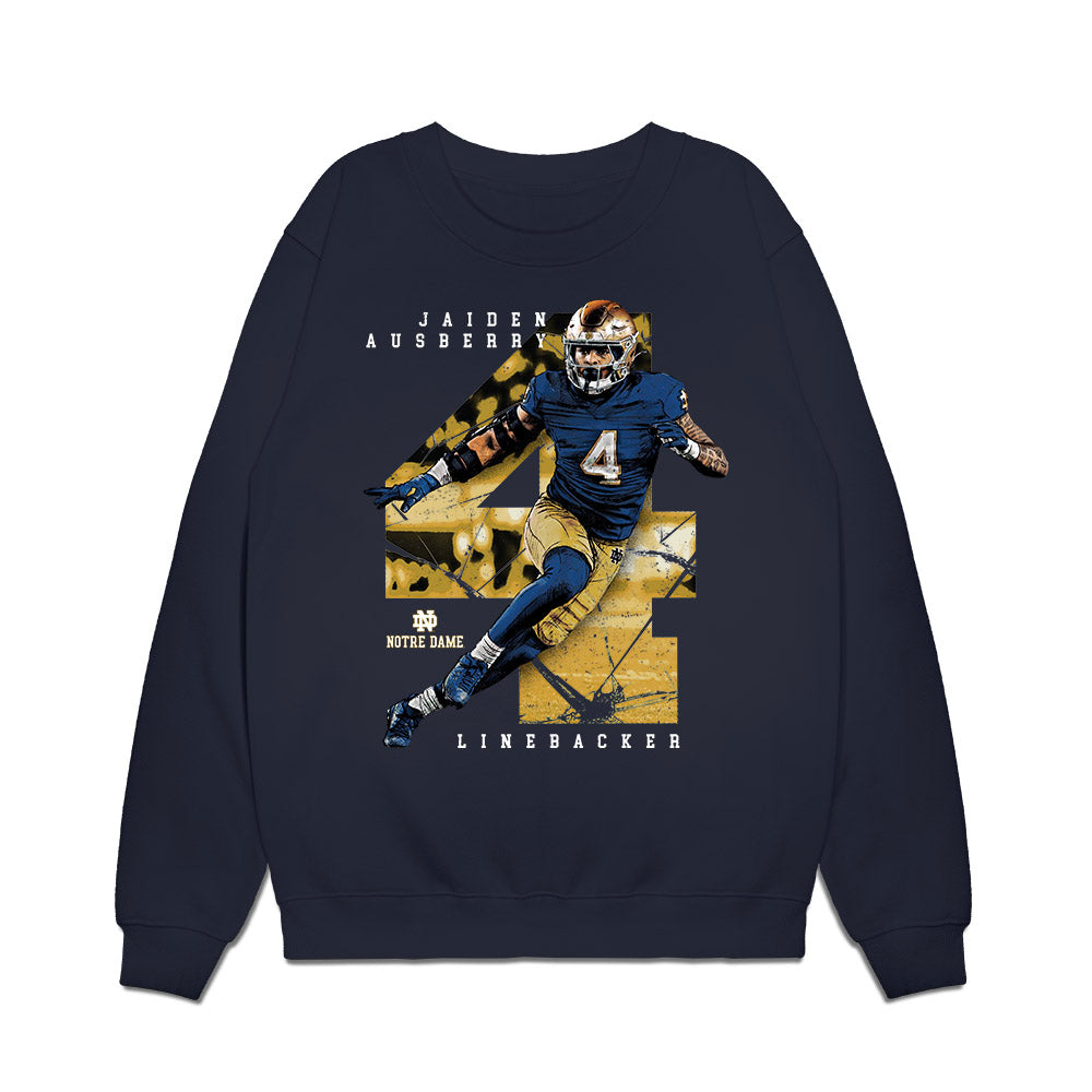Notre Dame - NCAA Football : Jaiden Ausberry - Collage Premium Crewneck Sweatshirt-0
