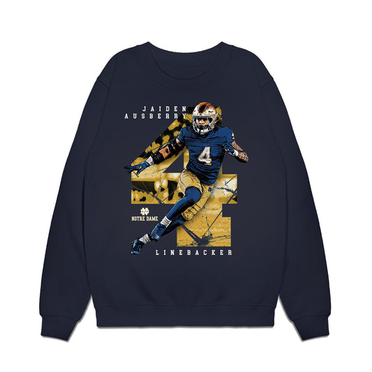 Notre Dame - NCAA Football : Jaiden Ausberry - Collage Premium Crewneck Sweatshirt-0
