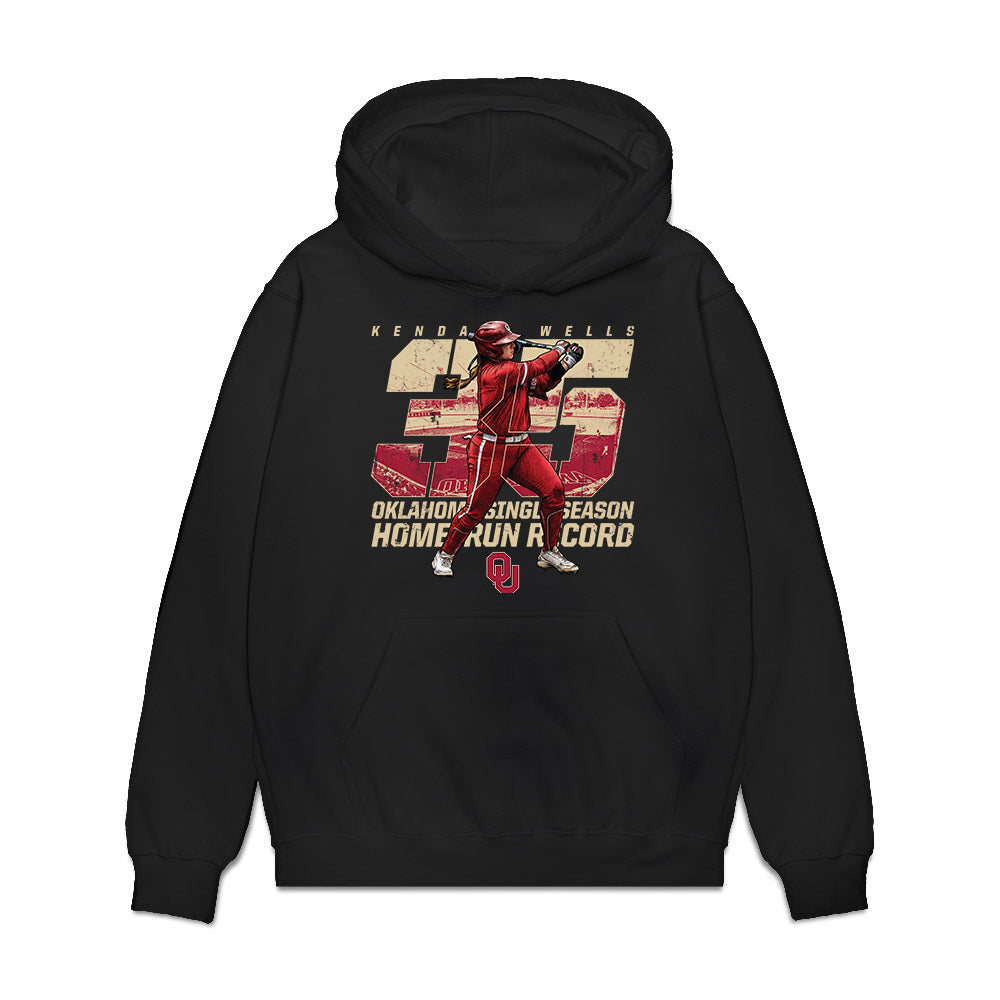 Oklahoma - NCAA Softball : Kendall Wells - Home Run Reacord Premium Hooded Sweatshirt-0