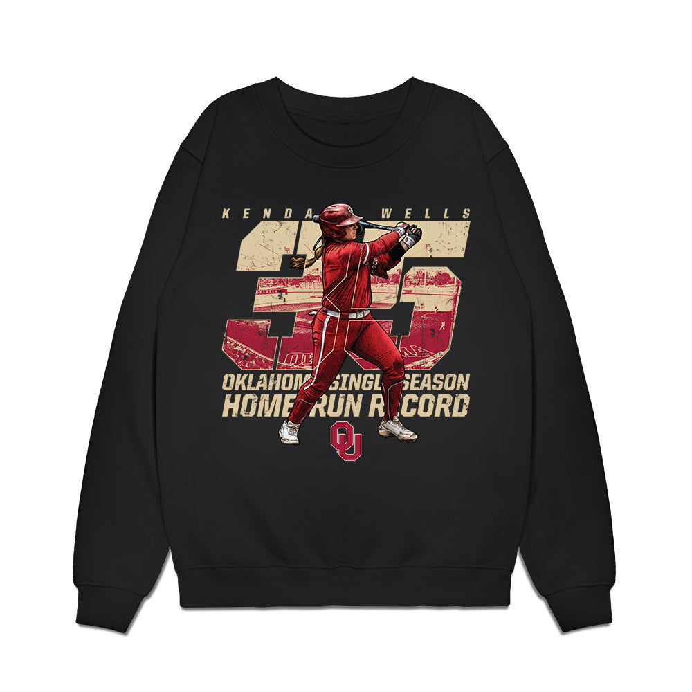 Oklahoma - NCAA Softball : Kendall Wells - Home Run Reacord Premium Crewneck Sweatshirt-0